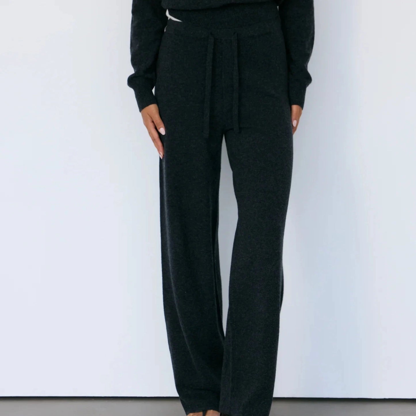 TOVE LAYERED CASHMERE PANT - CHARCOAL