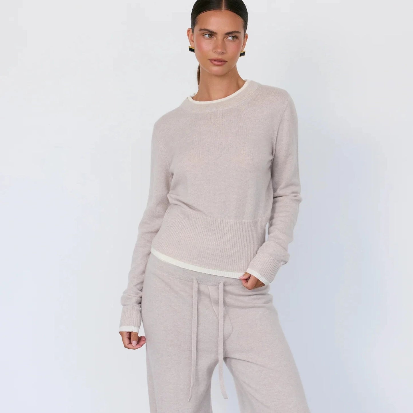 TOVE CASHMERE PULLOVER - STONE