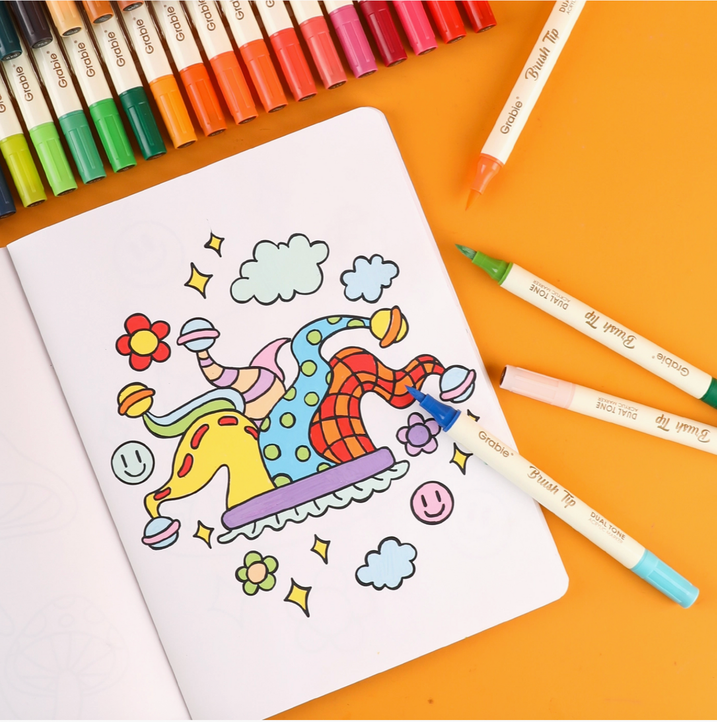 DUEL TONE BRUSH TIP & FINE TIP ACRYLIC PAINT MARKERS - 36 SET