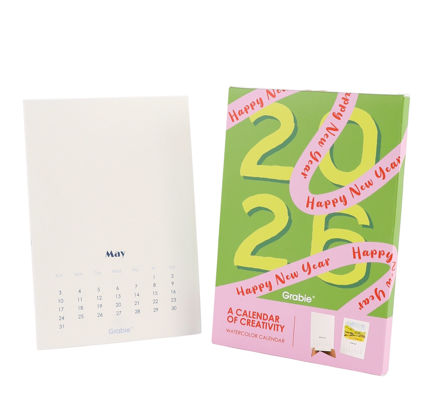 Calendar of Creativity 2026 with a green and pink design on a white background — Little-ish
