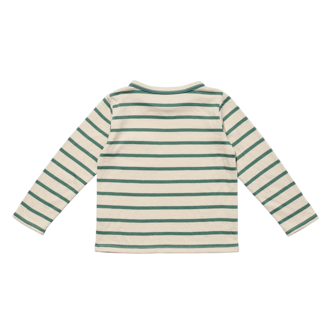 Back view of a striped long-sleeve shirt on a white background