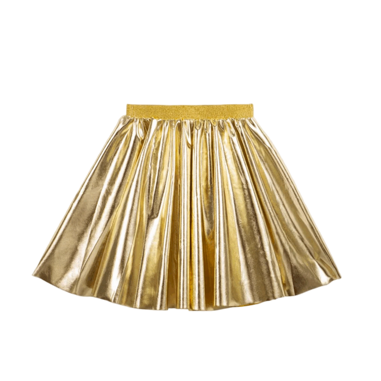 Gold metallic skirt on a white background