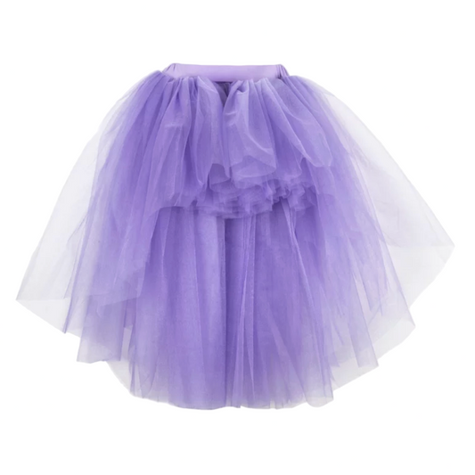 Purple tulle skirt on a white background