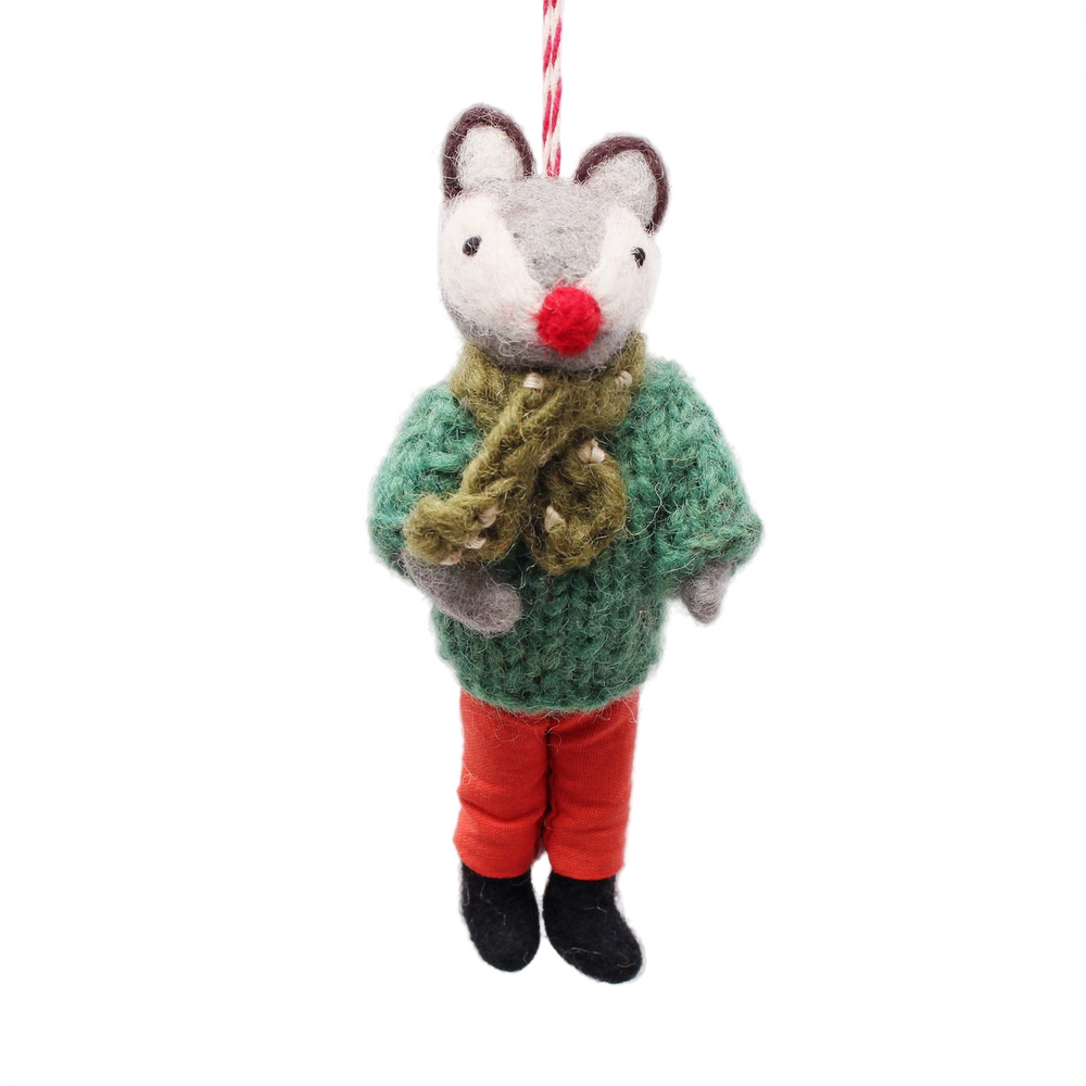FESTIVE FOREST WOLF ORNAMENT