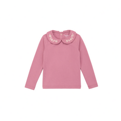 EMBROIDERED PETER PAN COLLAR SHIRT - ANTIQUE ROSE