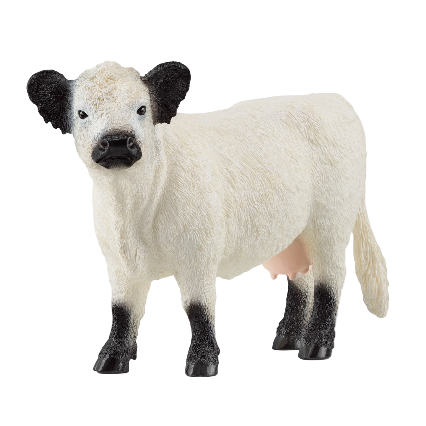White sheep figurine with black face and legs on a white background