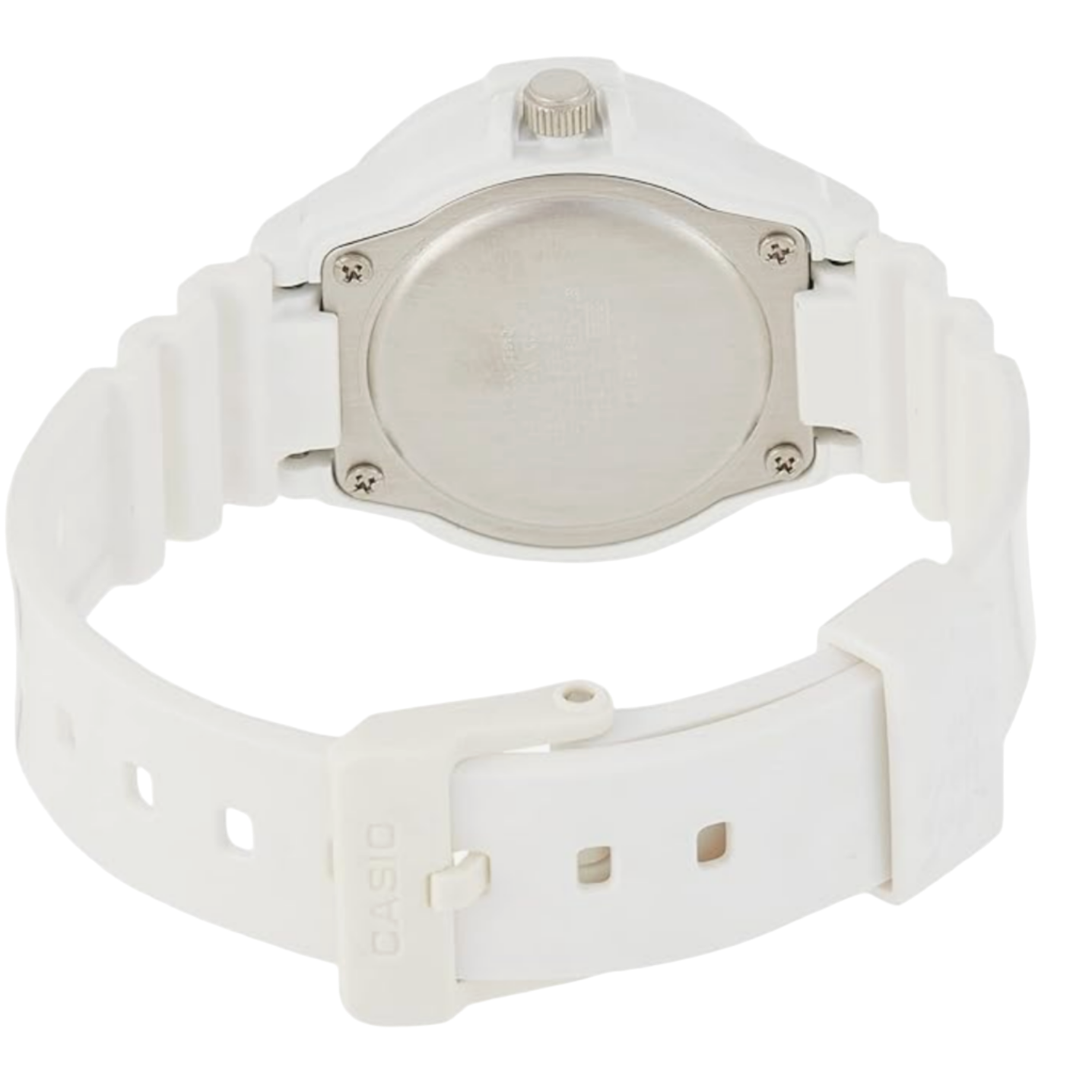 White watch with a clear face on a white background