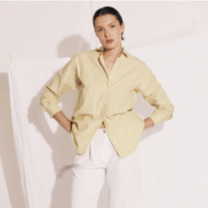 CHARLOT WOMENS WOVEN SHIRT - YELLIOW & BROWN