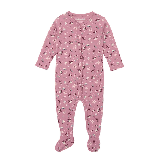 BABY FOOTED ONE-PIECE ONESIE - ANTIQUE ROSE CIRCUS