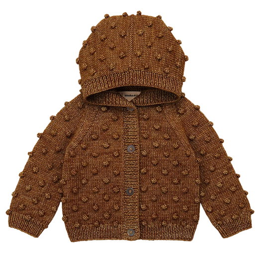 BABY HOODED POPCORN CARDIGAN