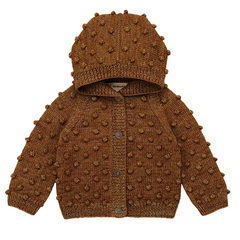 BABY HOODED POPCORN CARDIGAN