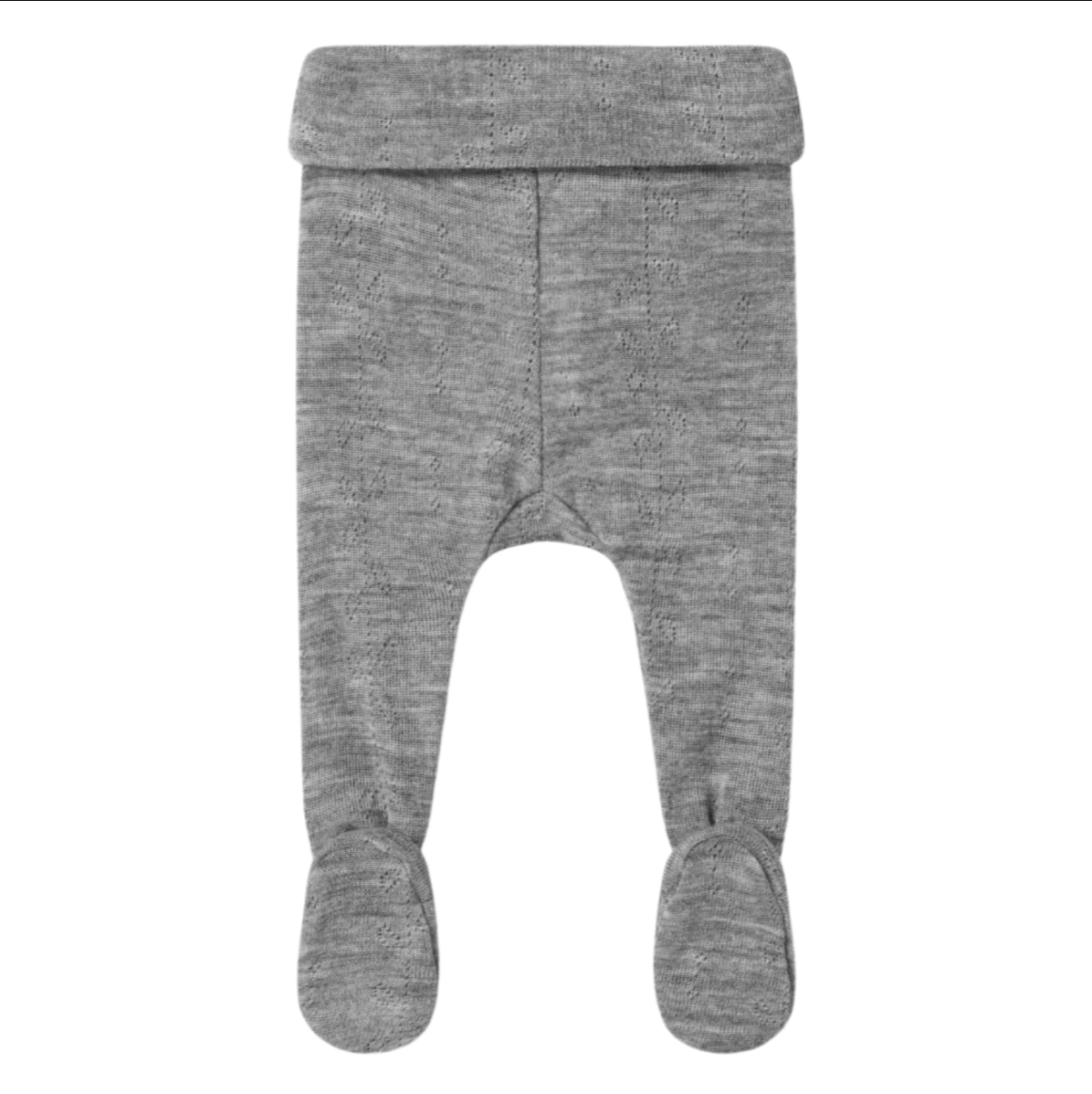 BENEDIKTE NOOS WOOL POINTELLE LONG SLEEVE ONESIE SET - GRAY MELANGE