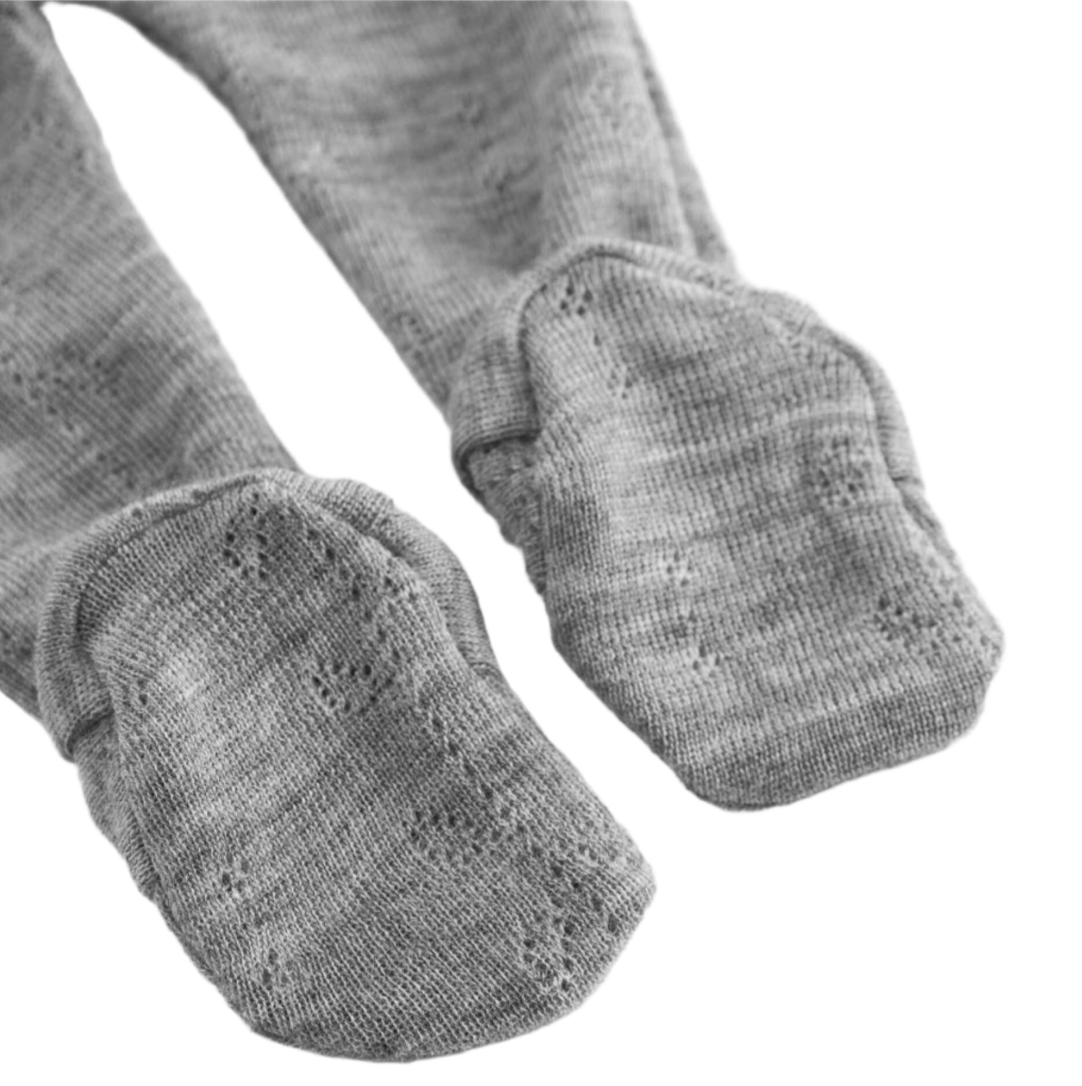 BENEDIKTE NOOS WOOL POINTELLE LONG SLEEVE ONESIE SET - GRAY MELANGE
