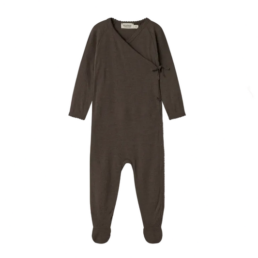 RUBETTA NOOS WOOL POINTELLE FULL BODY ONESIE - CHOCOLATE