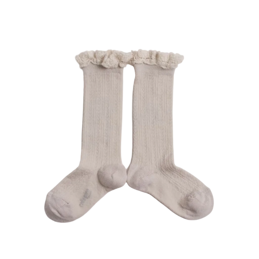 ADELINE POINTELLE MERINO WOOL KNEE SOCKS