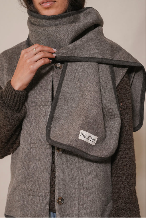 WOOL CASHMERE SCARF - MINK