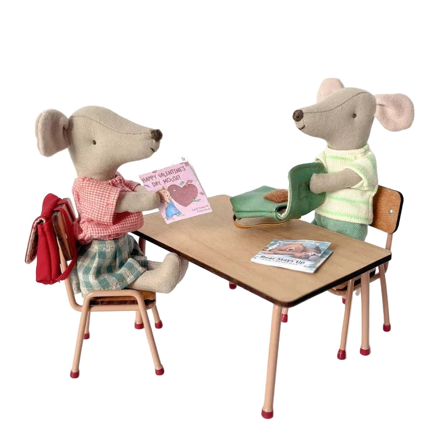 MAILEG MOUSE TABLE AND CHAIRS SET - DARK POWDER