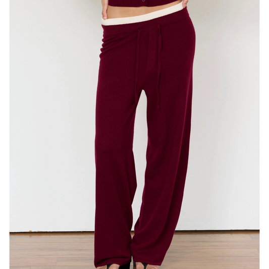 TOVE LAYERED CASHMERE PANT - MERLOT