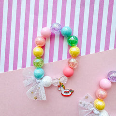 UNICORN POOL FLOAT BEADED CHARM BRACELET