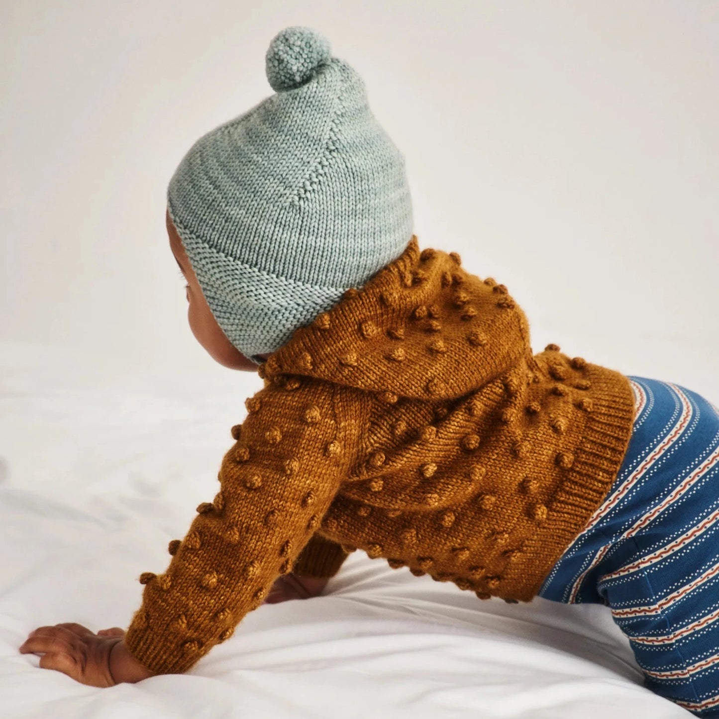 BABY HOODED POPCORN CARDIGAN