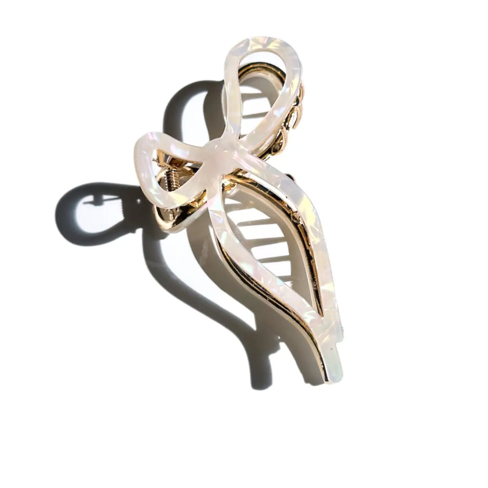 PEARL BALLET BOW HAIR JAW CLIP