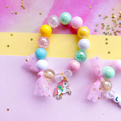 PASTEL UNICORN BEADED CHARM BRACELET