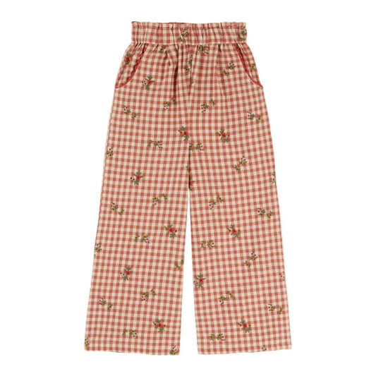 FLORAL GINGHAM PANTS - VICHY BRODERIE