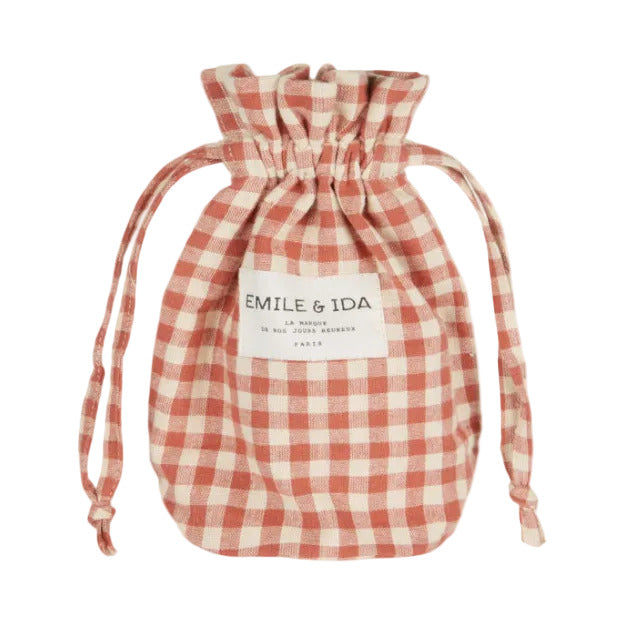 DRAWSTRING MINI BAG - VICHY ACAJOU