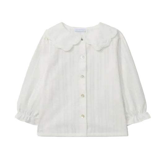 BLOUSE W/ EMBROIDERED COLLAR