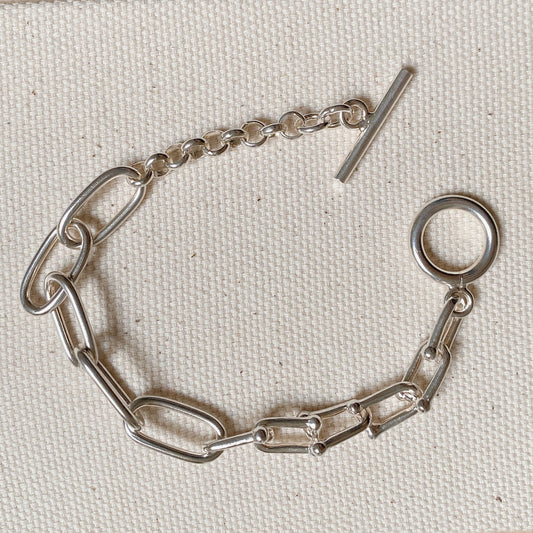 SILVER MULTI LINK TOGGLE BRACELET