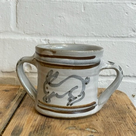 JANE HEROLD POTTERY HAND PAINTED BUNNY MUG