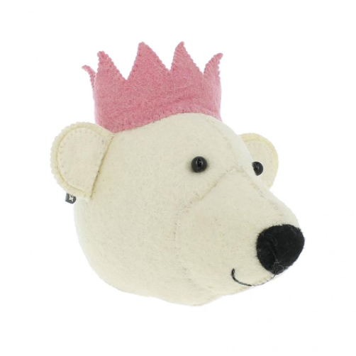 MINI WHITE BEAR HEAD PINK CROWN