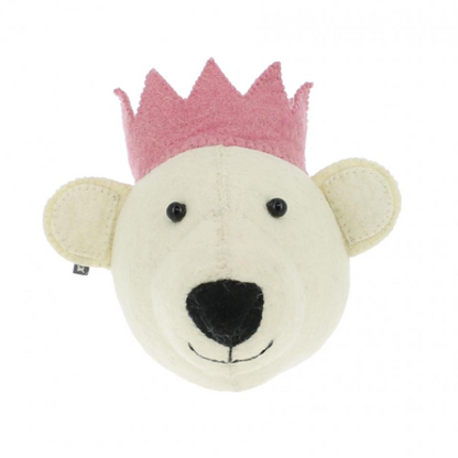 MINI WHITE BEAR HEAD PINK CROWN