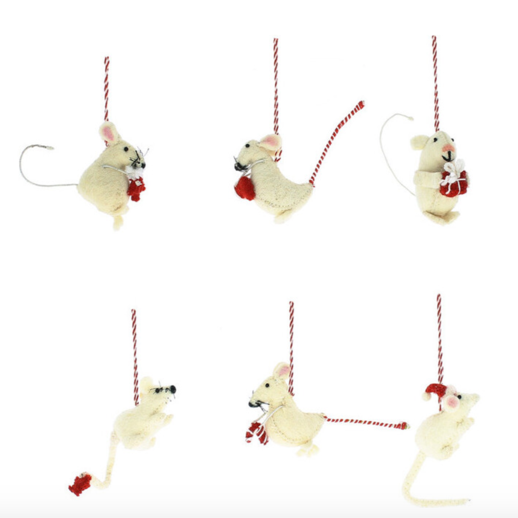 MICE WITH GIFTS ORNAMENTS