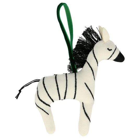 KNITTED SLEEPING ZEBRA ORNAMENT