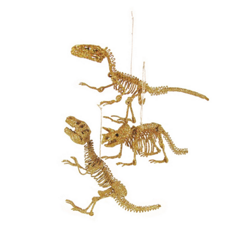 GOLD DINOSAUR SKELETON ORNAMENT