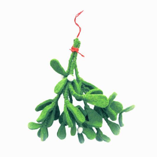 GREEN FELTED MISTLETOE SPRIG ORNAMENT