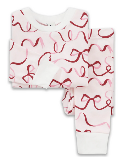 CLASSIC RED RIBBON STRIPE PAJAMA SET