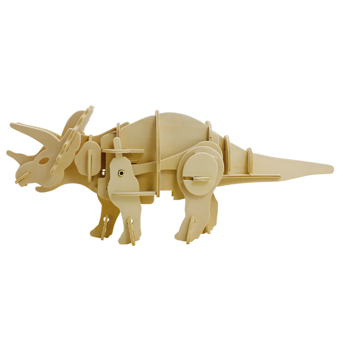 TRICERATOPS WALKING WOODEN 3D PUZZLE KIT