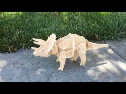 TRICERATOPS WALKING WOODEN 3D PUZZLE KIT