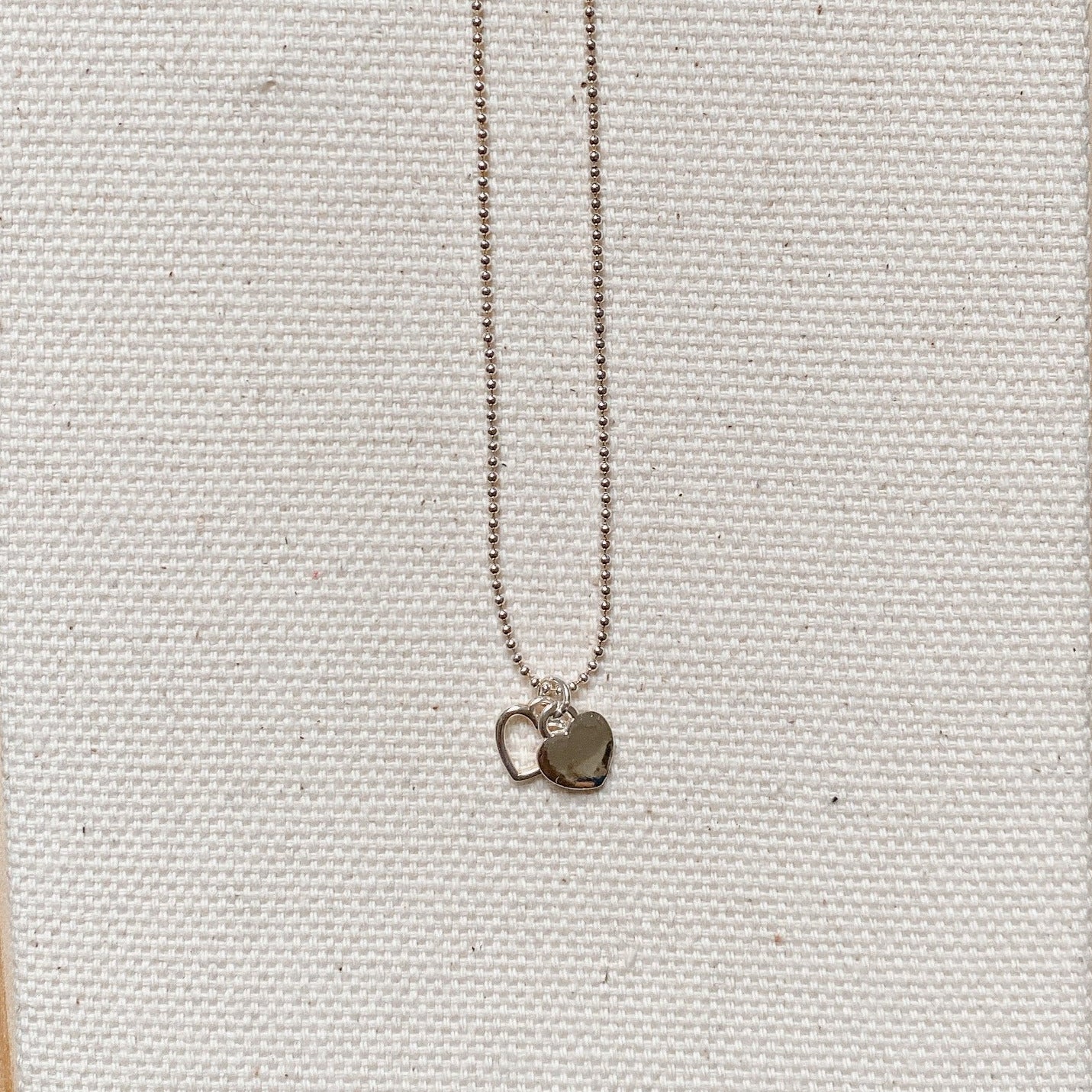 SILVER DOUBLE HEART NECKLACE