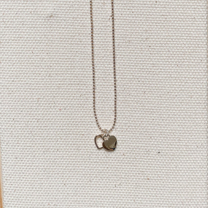 SILVER DOUBLE HEART NECKLACE