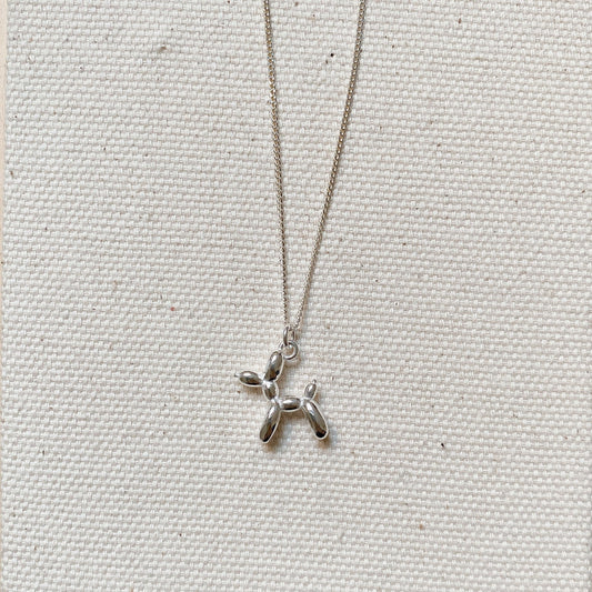 SILVER BALLON DOG NECKLACE