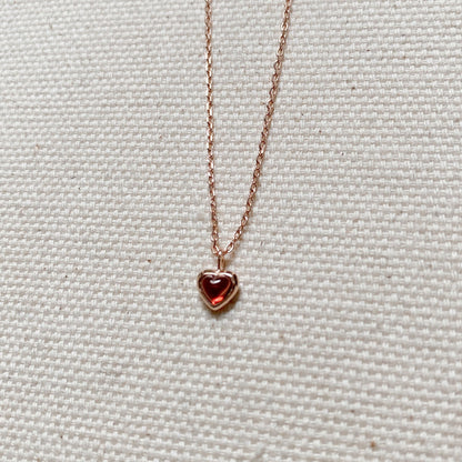 GARNET HEART NECKLACE - ROSE GOLD