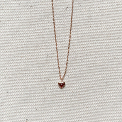 GARNET HEART NECKLACE - ROSE GOLD