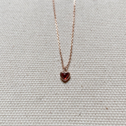 GARNET HEART NECKLACE - ROSE GOLD